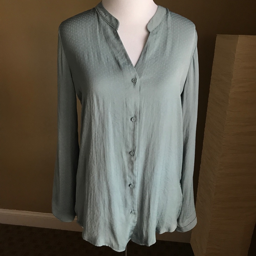 H&M Blue Dotted Button Down Blouse